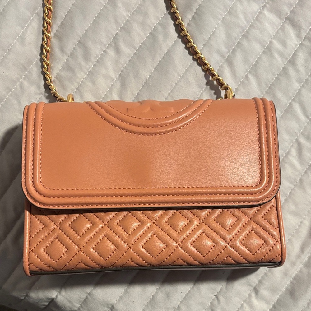 Tory Burch Quilted Pink Leather Chain Strap Crossbody